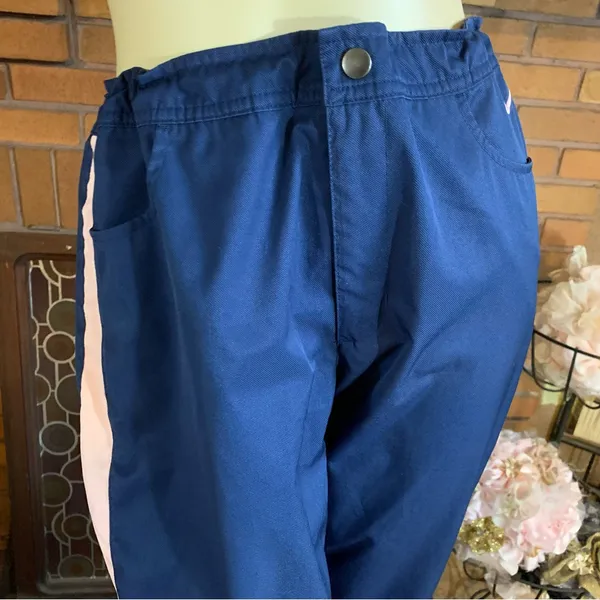 Nike Blue And Pink Partial Zipper Leg Drawstring Waist Track Pants (M) - Image 8