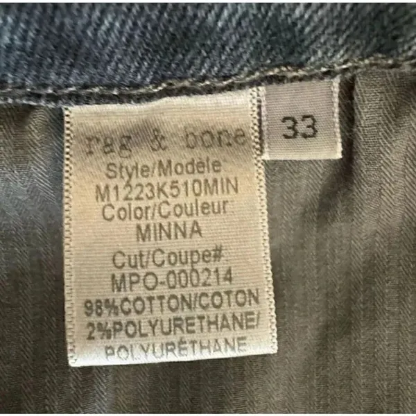 Rag & Bone Fit 2 - Minna Slim Fit Blue Black Stretch Jean SZ 33 #1979 - Image 8