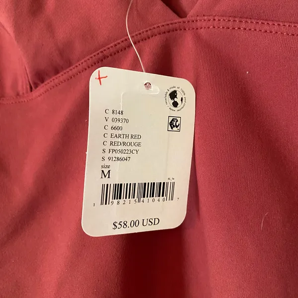 NWT Free People Intimately Red V-neck Cropped Stretchy Long Sleeve Top Medium - Image 3