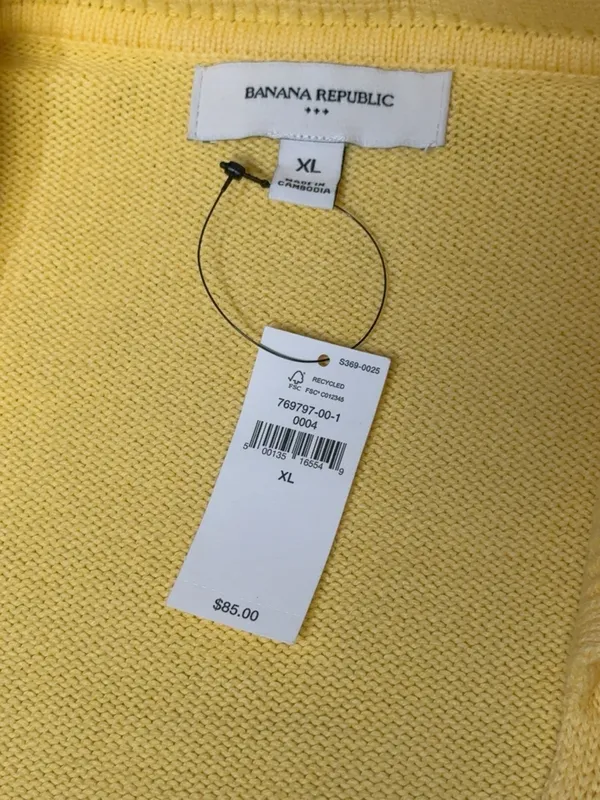 Banana Republic NWT Yellow Cotton Short Sleeve Polo Sweater XL - Image 8