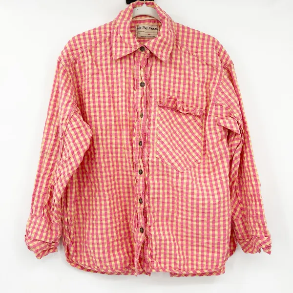 Free People FP We The Free Womens Boho High‎ Tide Button Down Gingham Shirt XS - Image 4