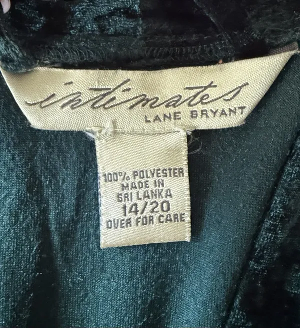 Vintage Lane Bryant Emerald Green Velvet Robe Size 14/20 - Image 4