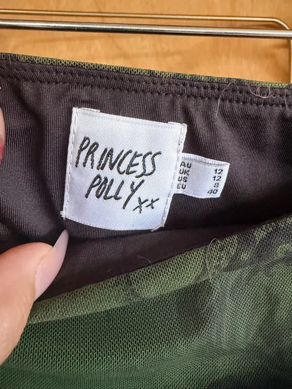 Princess Polly Olive Green Matching Set Skirt Crop Top Y2K Festival Size 8 - Image 8