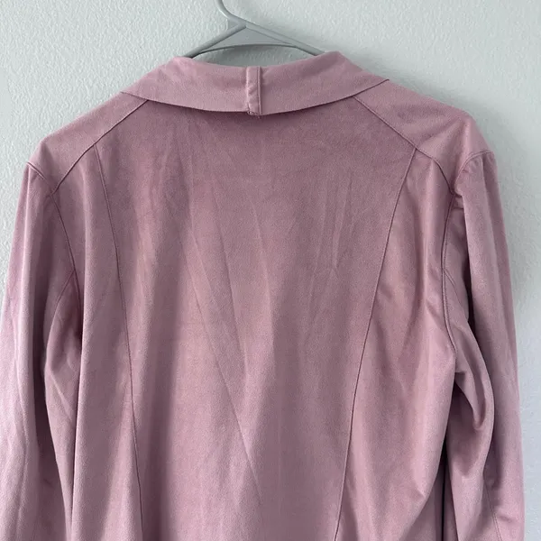 Mote Women's Jacket Size L-XL Soft Faux Suede Drape Pink Dusty‎ Long Sleeve - Image 13