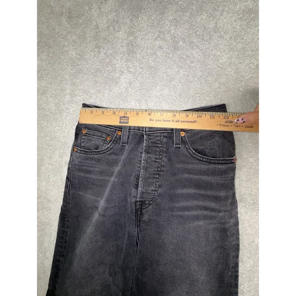 levis ribcage straight ankle black washed jeans 25x27 button fly - Image 10