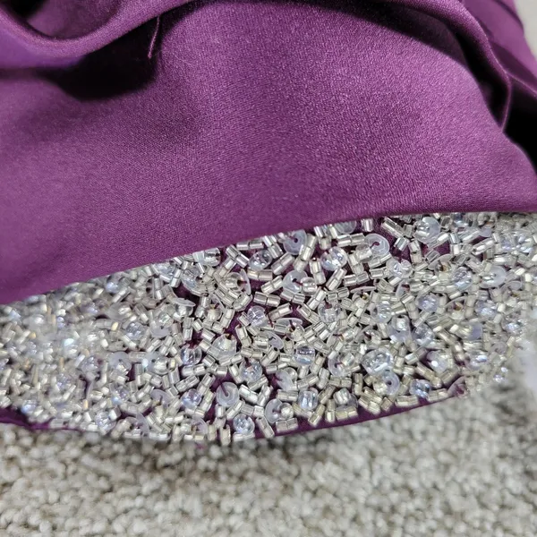 DaVinci Prom Dress Womens 14 Purple Satin Strapless Jeweled Band Formal Cocktail - Image 7
