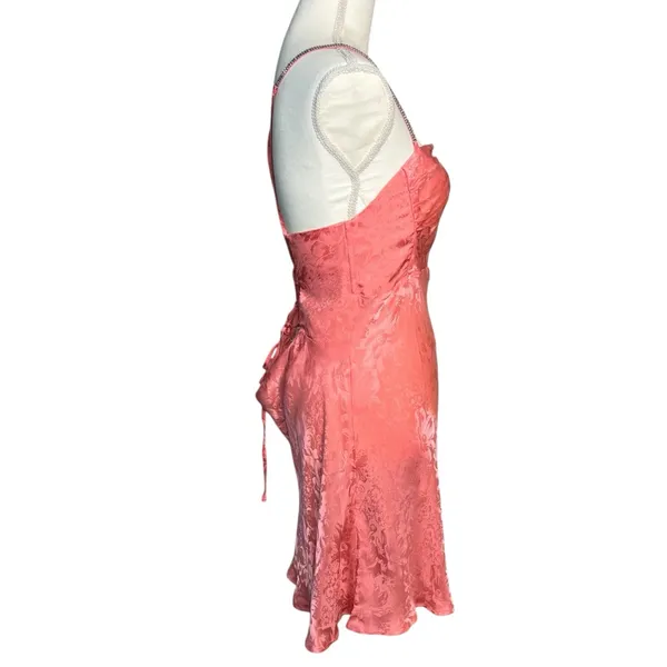 For Love & Lemons Dress Gabrielle Mini Pink Damask Women’s Size Large - Image 7