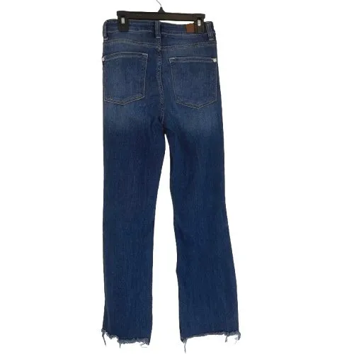 Judy Blue Cropped Boot Cut Jeans Medium Wash Denim Frayed Raw Hem Size 1/25 - Image 4