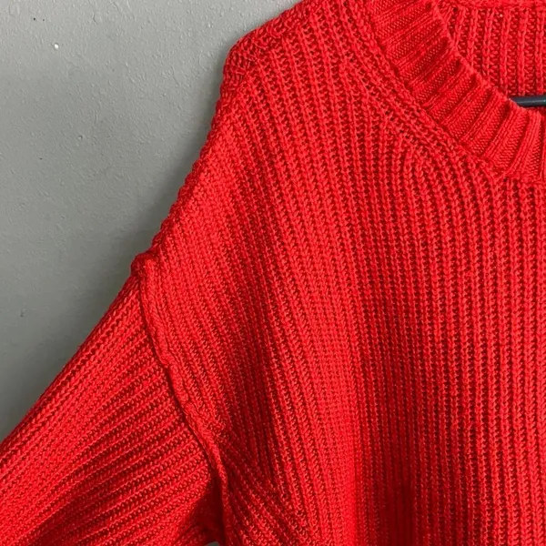 American Eagle Dreamspun Dolman Sleeve Red Knit Oversized Crewneck Sweater #722 - Image 5