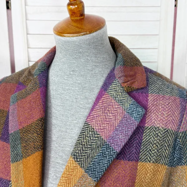 Cabi Happy Blazer‎ Women 4 Multicolor Buffalo Plaid Jewel Tone Wool Blend #927 - Image 6