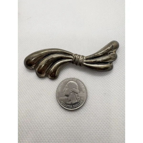 Vintage Taxco Mexico Sterling Silver Modernist Bow Brooch TS-01‎ 925 13.39g - Image 7