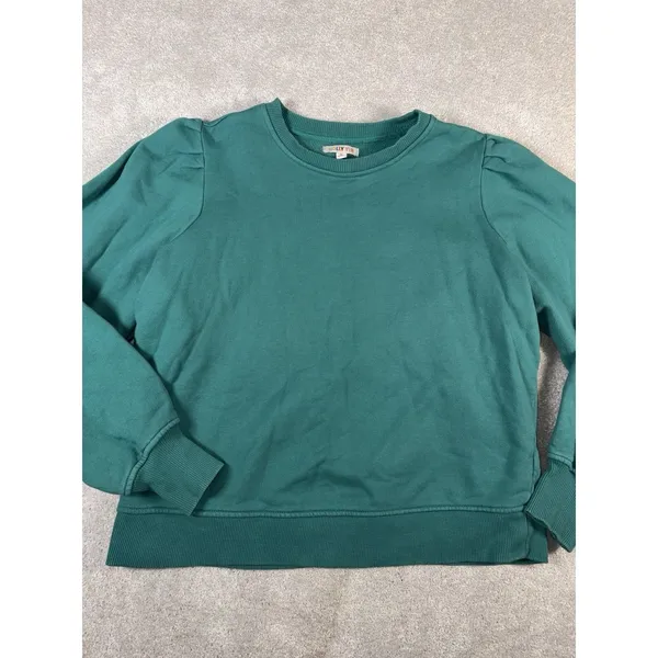 molly yeh green crew neck puff sleeve‎ sweatshirt m - Image 2
