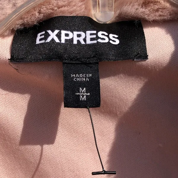 EXPRESS Blush Pink Super soft faux fur jacket M - Image 4