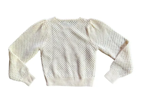 & Other Stories Ivory Crochet Knit Wool Sweater Size XS - Image 3