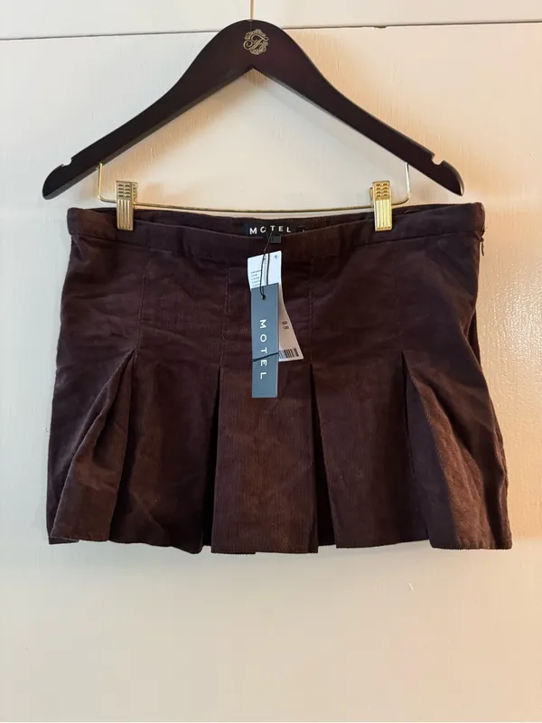 NWT Motel Rocks Sejuani Cord Mini Skirt In Bitter Chocolate Brown Large - Image 5