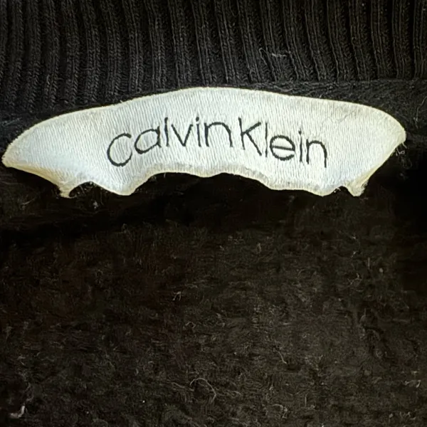 Vintage Calvin Klein Black Sweatshirt Silver‎ Gray Logo Crewneck oversized XXL - Image 3
