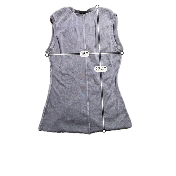 Unbranded‎ Mineral Wash Grey V-Neck Tank Top Raw Hem Sleeveless Slim Fit Shirt - Image 4
