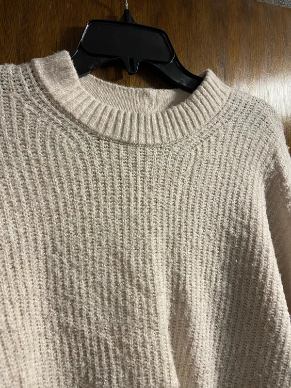 American Eagle Cream Oversized Mock Neck Sweater - Image 2