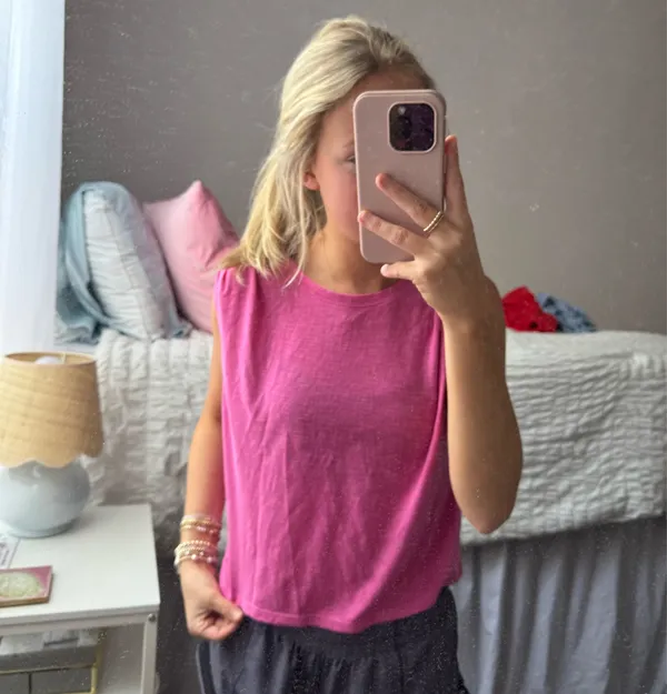 JoyLab Pink Muscle Tee Crop Sleeveless - Image 3