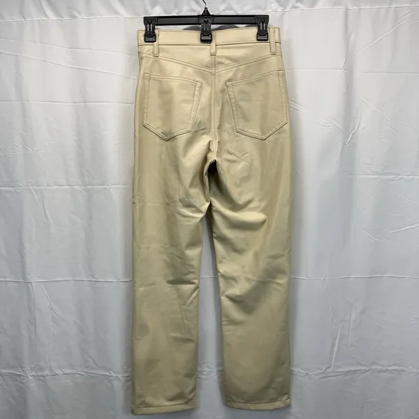 Abercrombie & Fitch Vegan Leather Pants 2 26 High Rise Straight Cream Beige Chic - Image 6