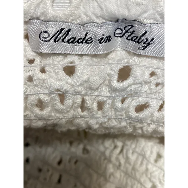 Women's White Floral Eyelet Embroidery Tiered Ruffled Mini Flare A-Line Skirt S - Image 5