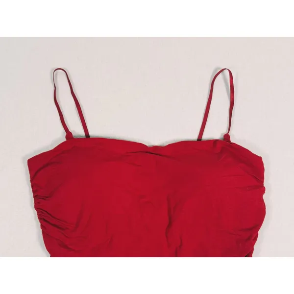 Halara Built-In Bra Cami Tank Top Size Medium Red Ruched Minimal Casual Everyday - Image 5