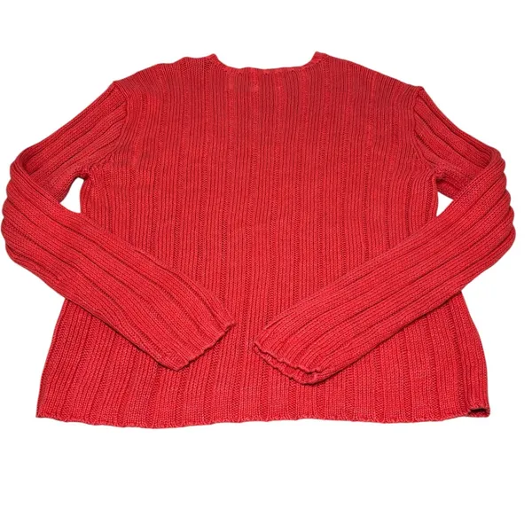 Polo Ralph Lauren Tangerine Orange Linen Cotton Blend Chunky‎ Sweater Large - Image 3