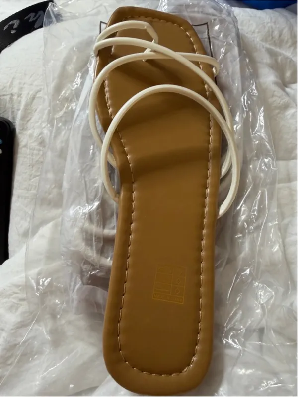 NEW Flat Sandals Comfortable Open Toe Slip On Waterproof 8.5 Brown - Image 4