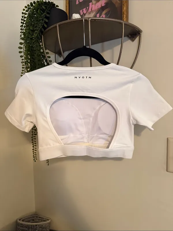NVGTN Cropped White Workout Top - Image 2