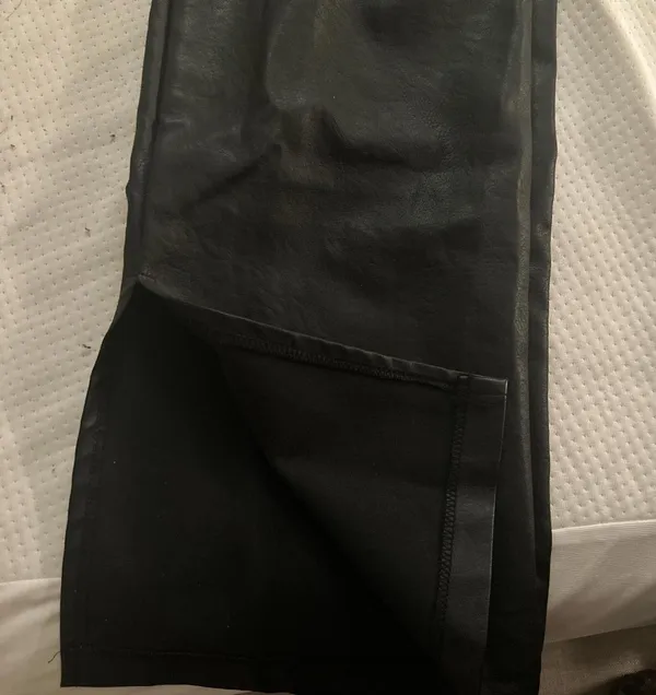 Nasty Gal Black faux leather flare slit pants - Image 3