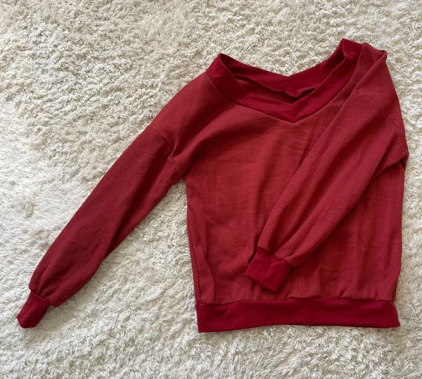 Amazon Off The Shoulder Sweater Red - Image 2