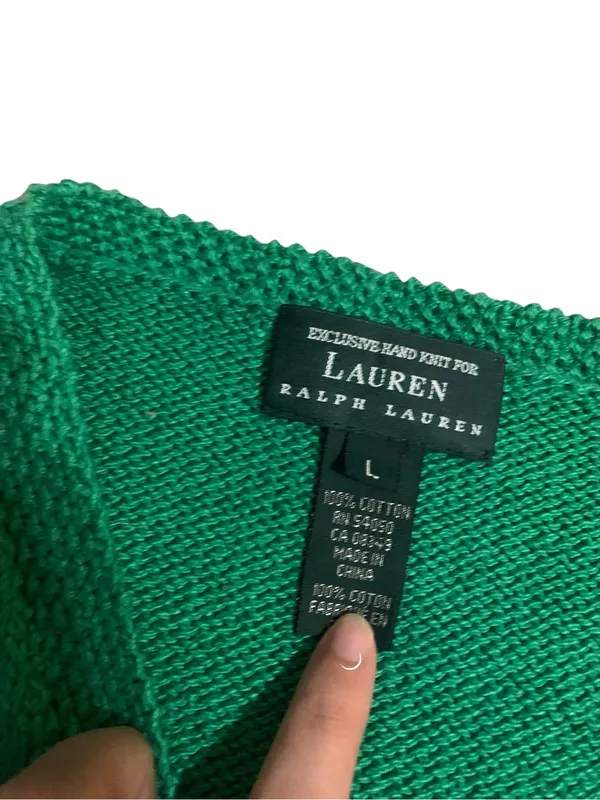 Lauren Ralph Lauren Green 100% cotton cardigan size L - Image 3