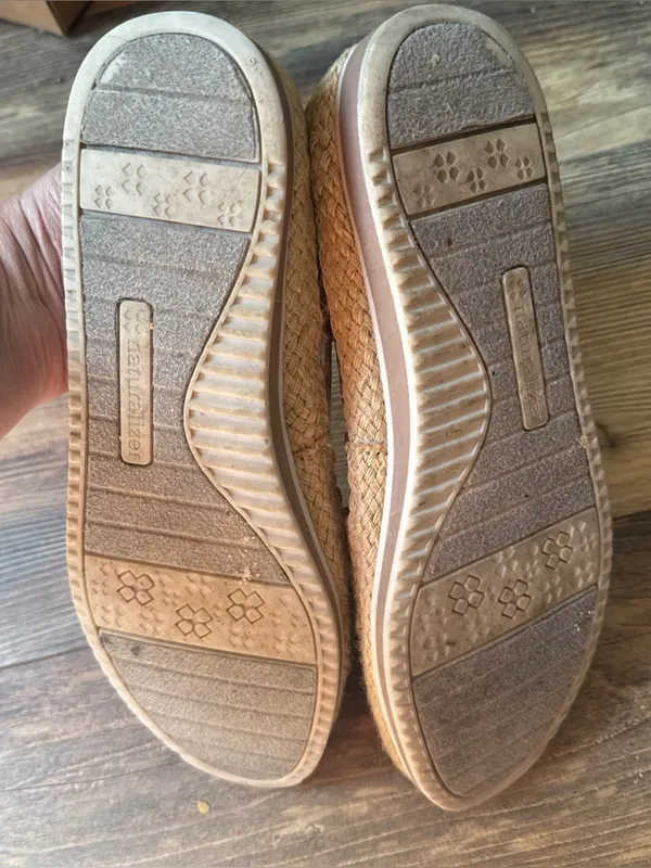 Naturalizer Taupe Lace Jute and Leather Espadrille Slip On Flats Davenport 10M - Image 7