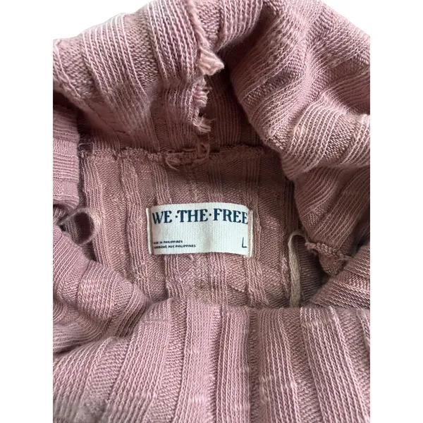 We The Free Free People Rose Ribbed Knit Mock Neck Distressed‎ Top Large - Image 3