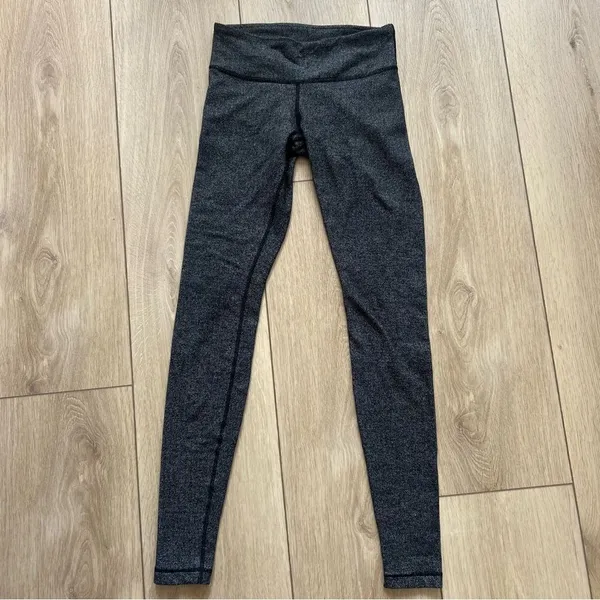 Lululemon Wunder Under Pant III Heathered Herringbone Heathered Black Size 6 - Image 7