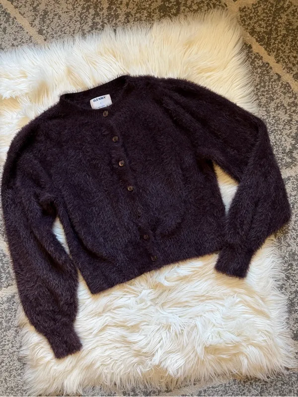Old Navy eyelash crop cardigan sweater Purple - Image 3