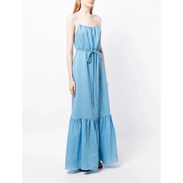 NWT Alice + Olivia Jayda ruffled Lyocell-blend voile maxi dress Blue‎ Sz 2 $495 - Image 6