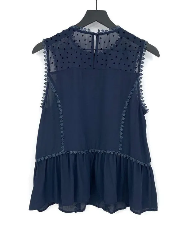 MODCLOTH Heart Tank Blouse Navy Blue L - Image 7