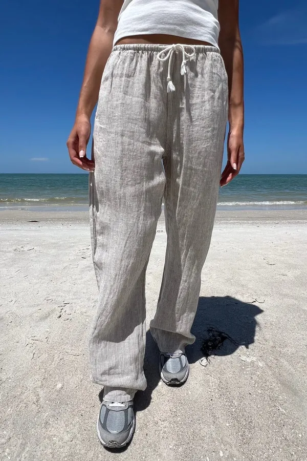 Brandy Melville Anastasia linen pant cream - Image 2