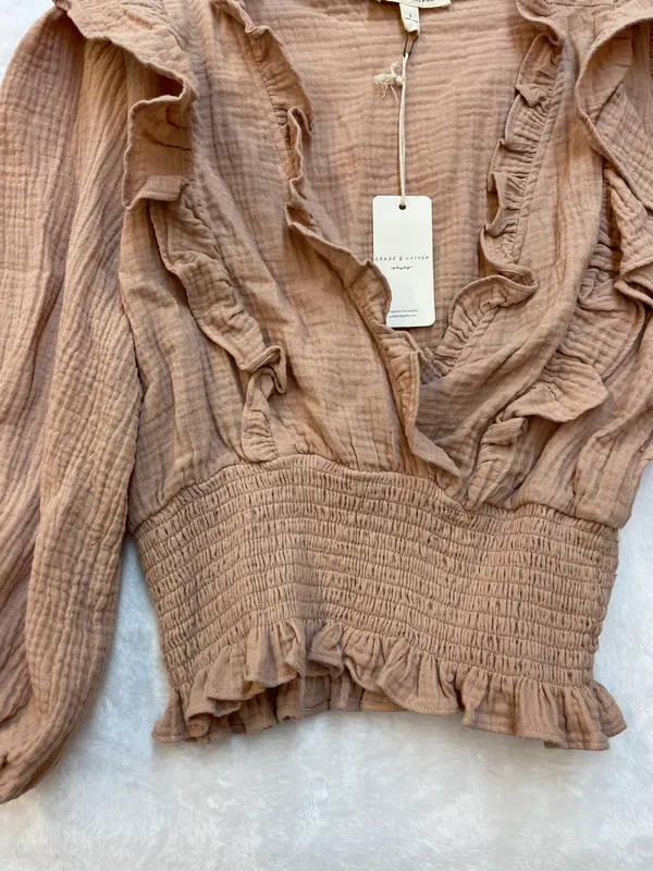 Grade & Gather Smocked Ruffle Top Surplice V Neck - Image 2