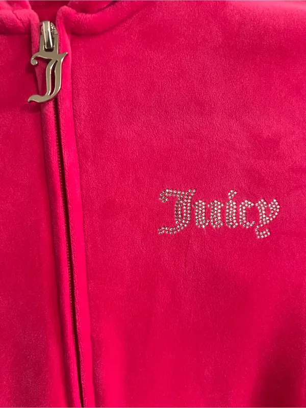 Juicy Couture Bright Pink Velour Zip-Up Hoodie - Image 3