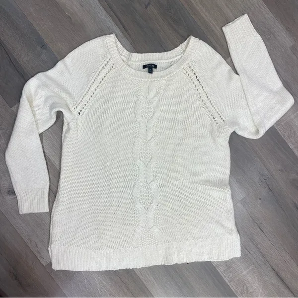 Apt. 9 Chunky Multi Knit Crew Neck‎ Tunic Sweater Cream Winter White XL - Image 7