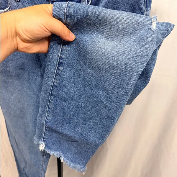 J.Crew Essential Straight High Rise Raw Hem Jeans Running Lake 28 Distressed - Image 5