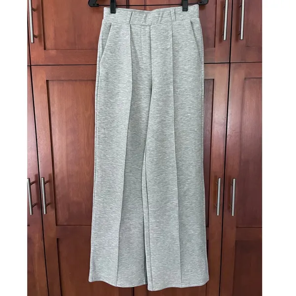 OGL FuzzLuxe Pant Straight Leg High Waist Pull On Heather Grey Size Small Tall - Image 2