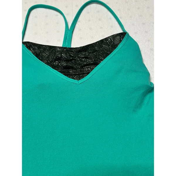 Lululemon Power Y Tank Teal Built-In Bra Strappy Athletic Top - Image 2