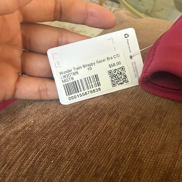 Lululemon Women's Pink Sports Bra Wunder train Strappy Race Bra 10 CD - Image 4