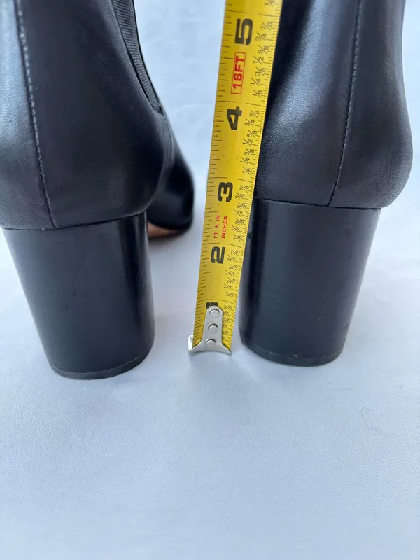 J.Crew Leather Chelsea Ankle Boots Black Block Heel Almond/Rounded Toe Size 9.5 - Image 5