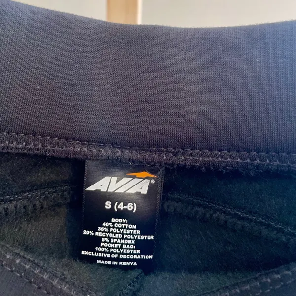Avia Womens Black Wide Leg Fleece Pants Satin Side‎ Stripe High Rise Small NWT - Image 4