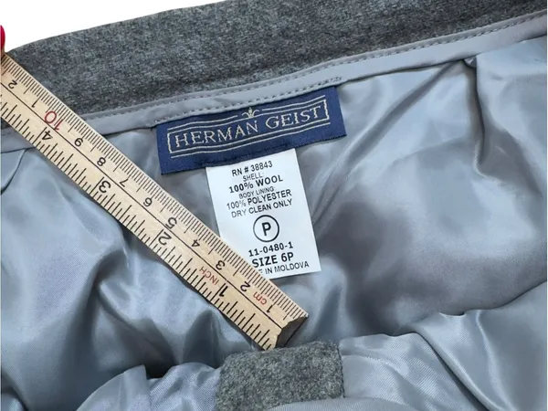 Herman Geist Women’s 6P Gray 100% Wool Wide Leg Fully Lined Petite Work Trousers - Image 10