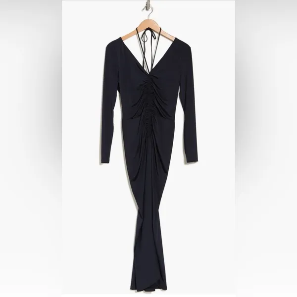 NWT Veronica Beard Dress Gilbert Ruched Long Sleeve V-neck navy blue New Ruche - Image 3